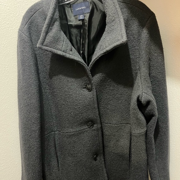Lands' End Women's Charcoal Pea Coat - Picture 1 of 5